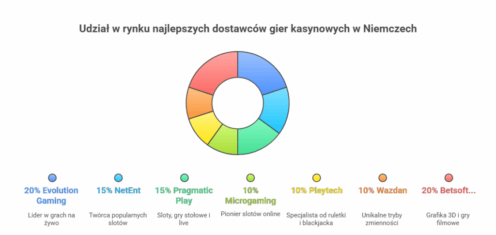 Udział w rynku najlepszych dostawców gier kasynowych w Niemczech